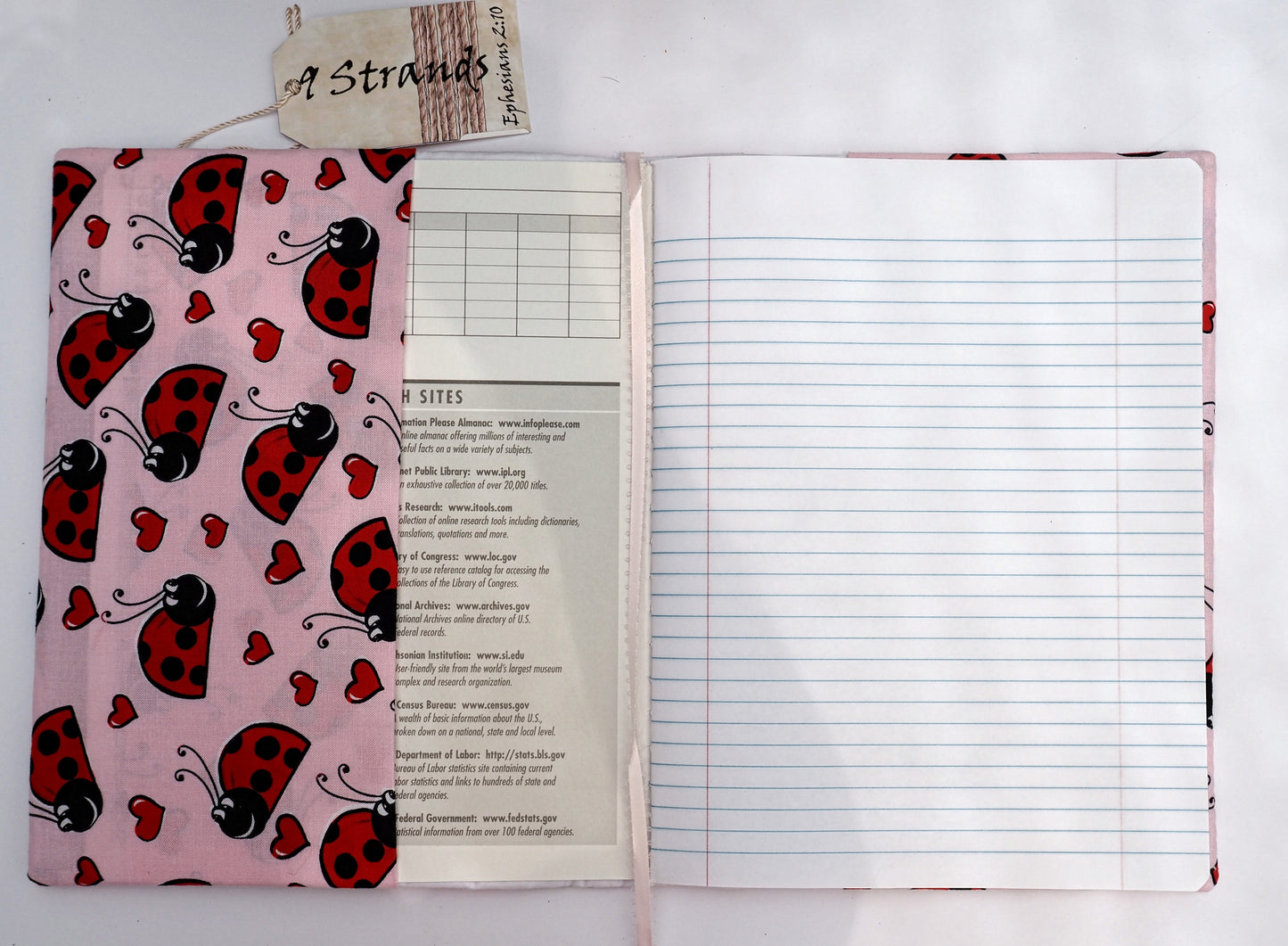 Handmade Fabric Journal Cover | Bold Hearts Black & Red Design | Includes Composition Notebook