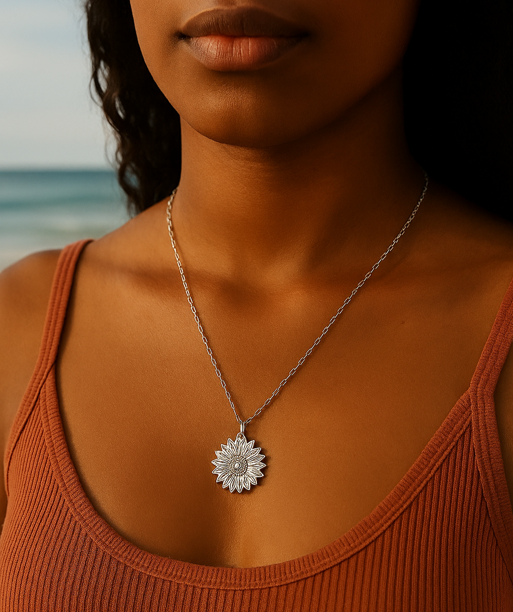 She Believed She Could So She Did Sunflower Necklace