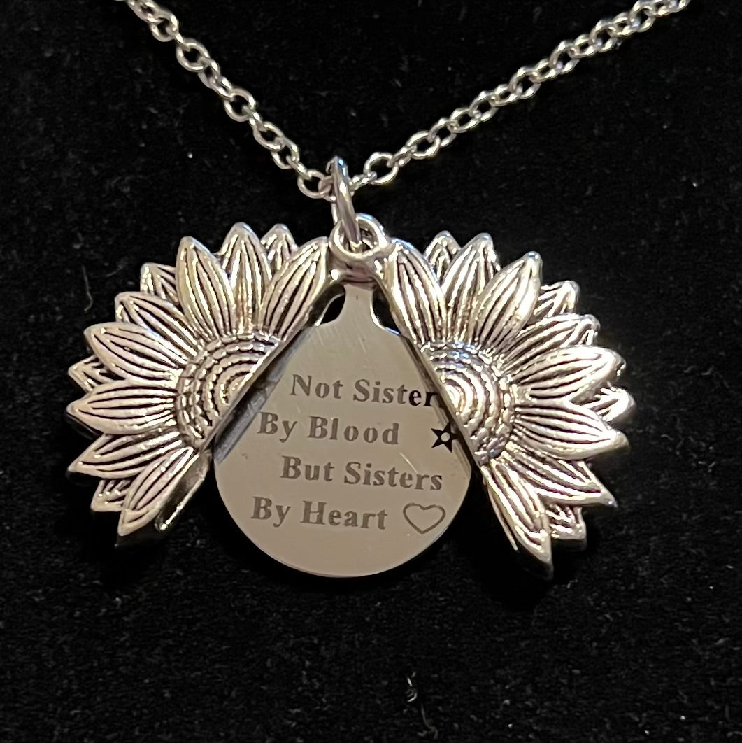 Not Sisters By Blood, But Sisters By Heart Sunflower Necklace