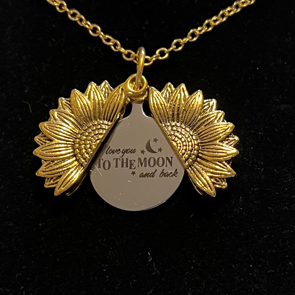 I Love You to the Moon and Back Sunflower Necklace