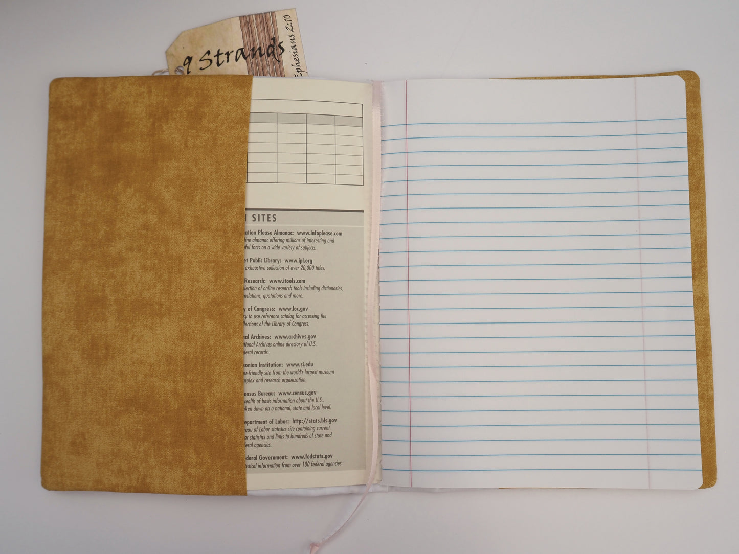 Handmade Fabric Journal Cover | Golden Floral Design | Includes Composition Notebook