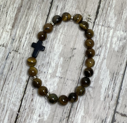 Men's Beaded Cross Bracelet