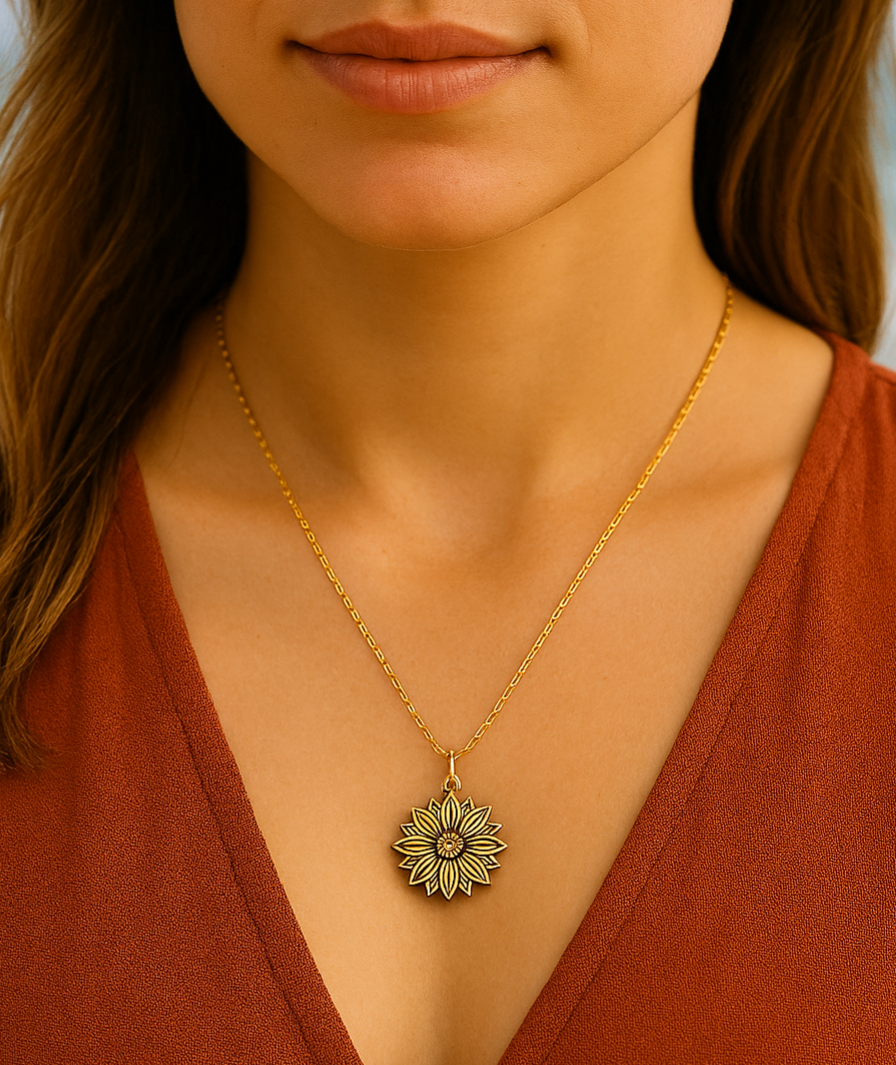 Remember I Love You Sunflower Necklace