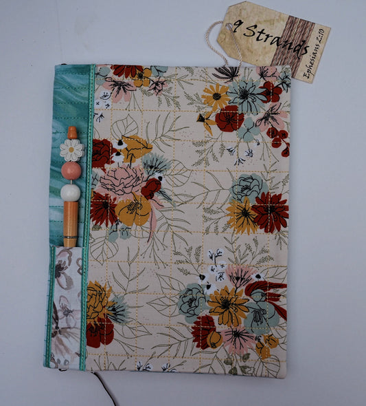 Handmade Cream Botanical Quilted Composition Notebook Cover | Bible Study Journal Set