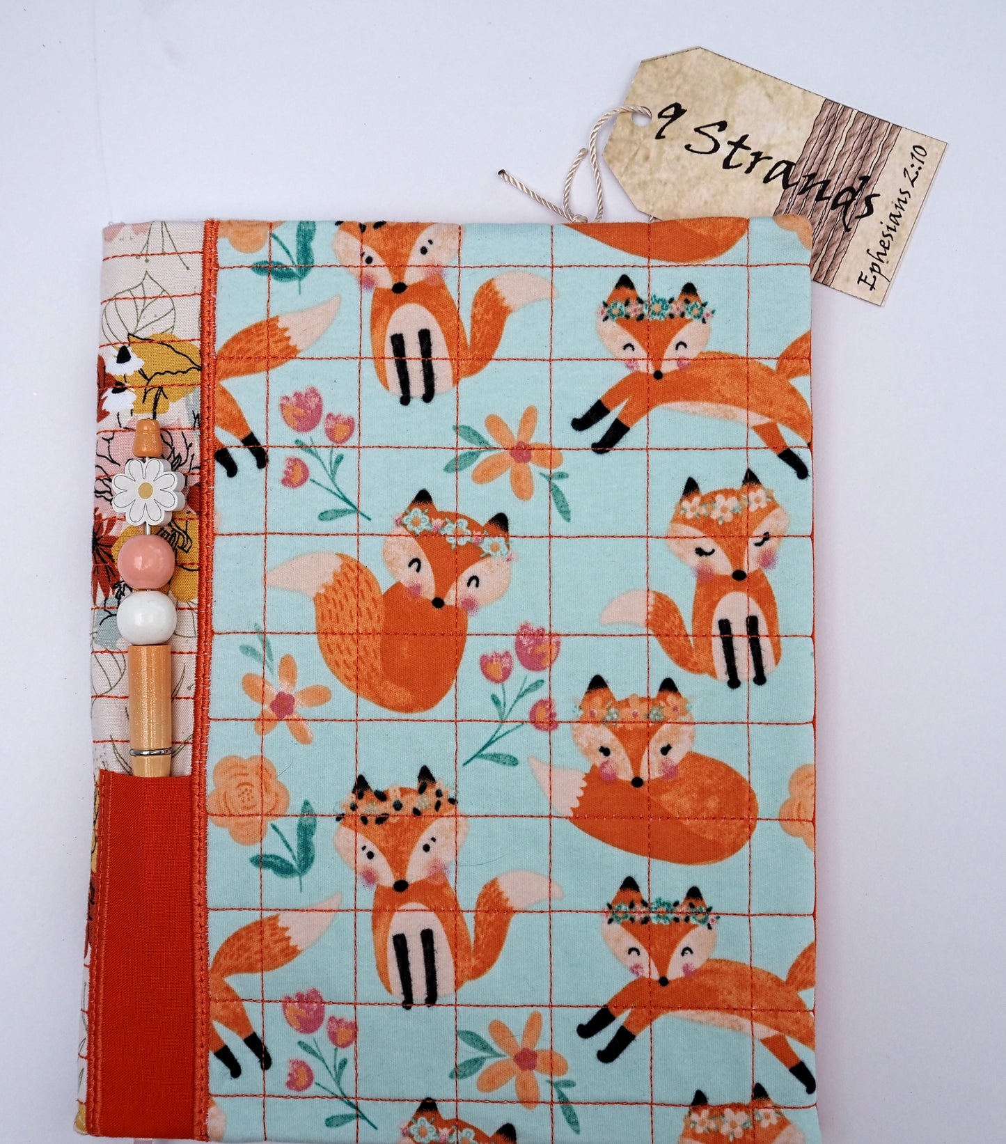 Handmade Fox Quilted Composition Notebook Cover | Bible Study Journal Set