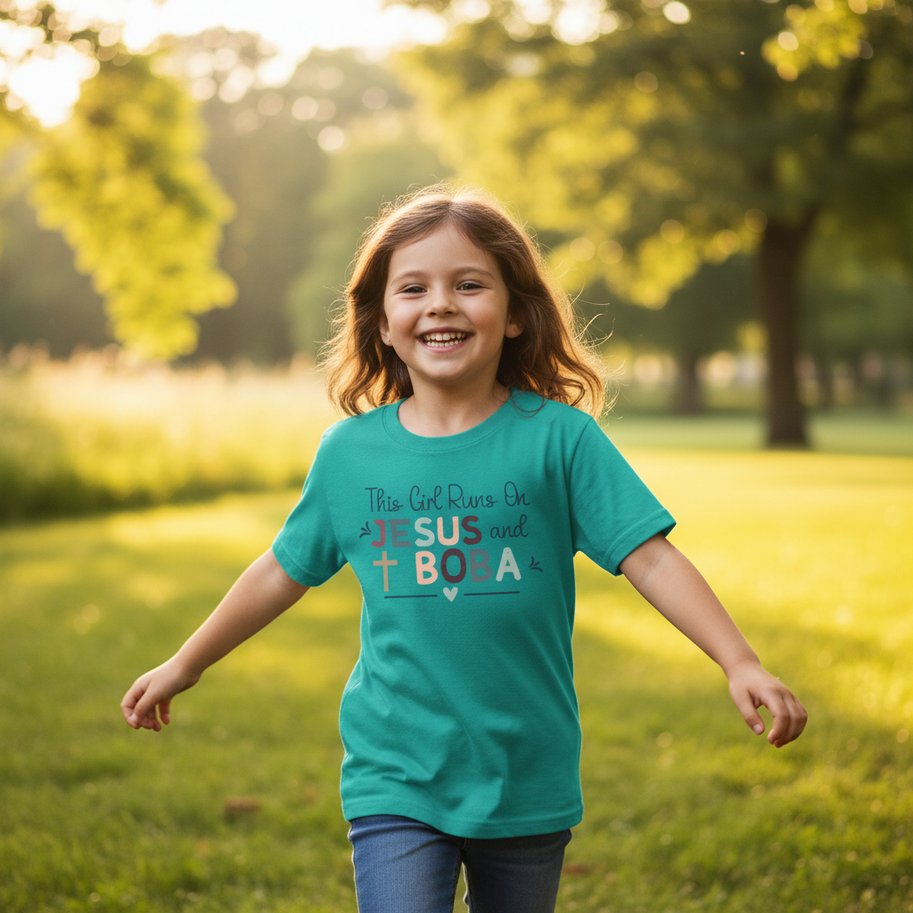 This Girl Runs on Jesus and Boba T-Shirt