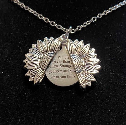 Braver Than You Believe, Stronger Than You Seem Sunflower Necklace